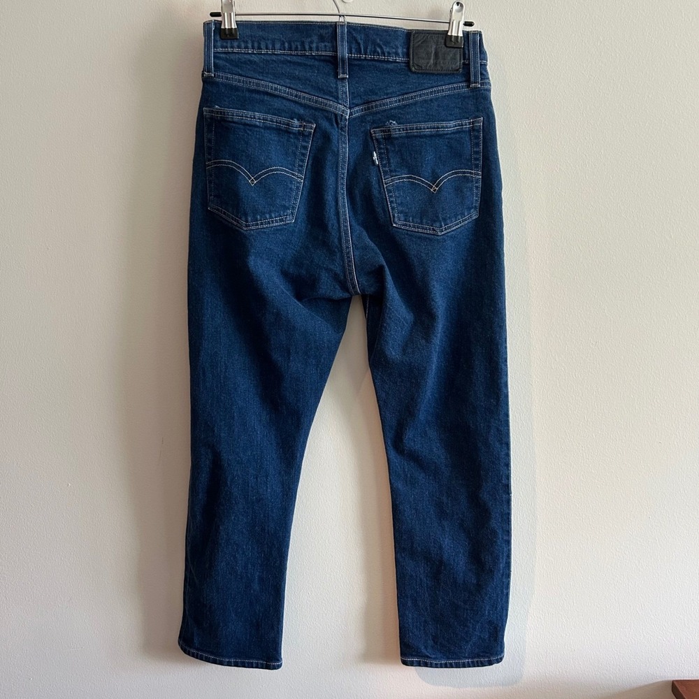 Levi's 501 Crop Jeans Dark Wash 29 High Rise Straight Leg - Picture 3 of 7